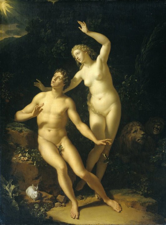 God Holds Adam and Eve Responsible – Adriaen van der Werff Vintage Art Print | Wall Art Poster
