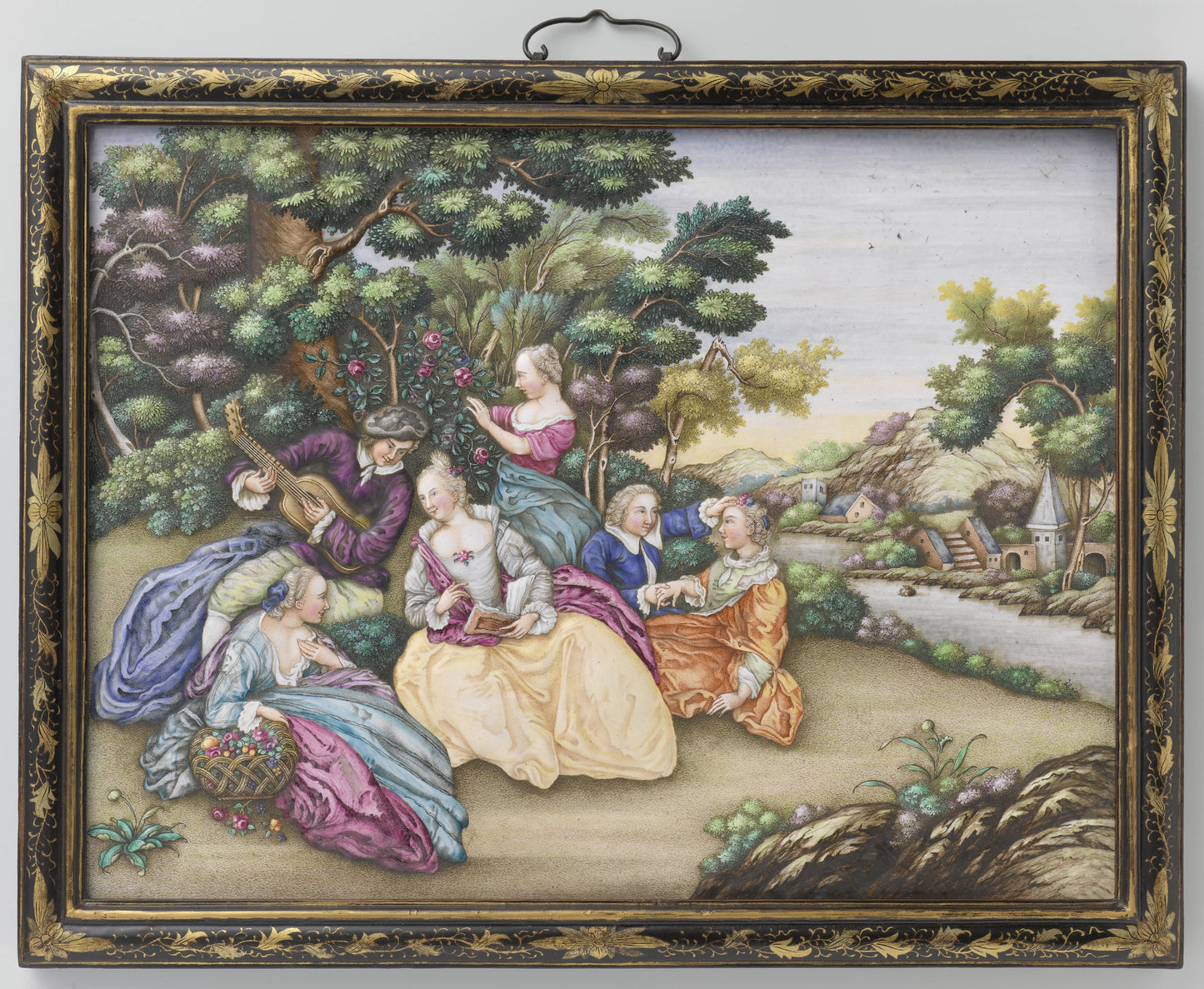 Two plaques depicting European fêtes champêtres – anonymous Vintage Landscape Art Print | Wall Art Poster
