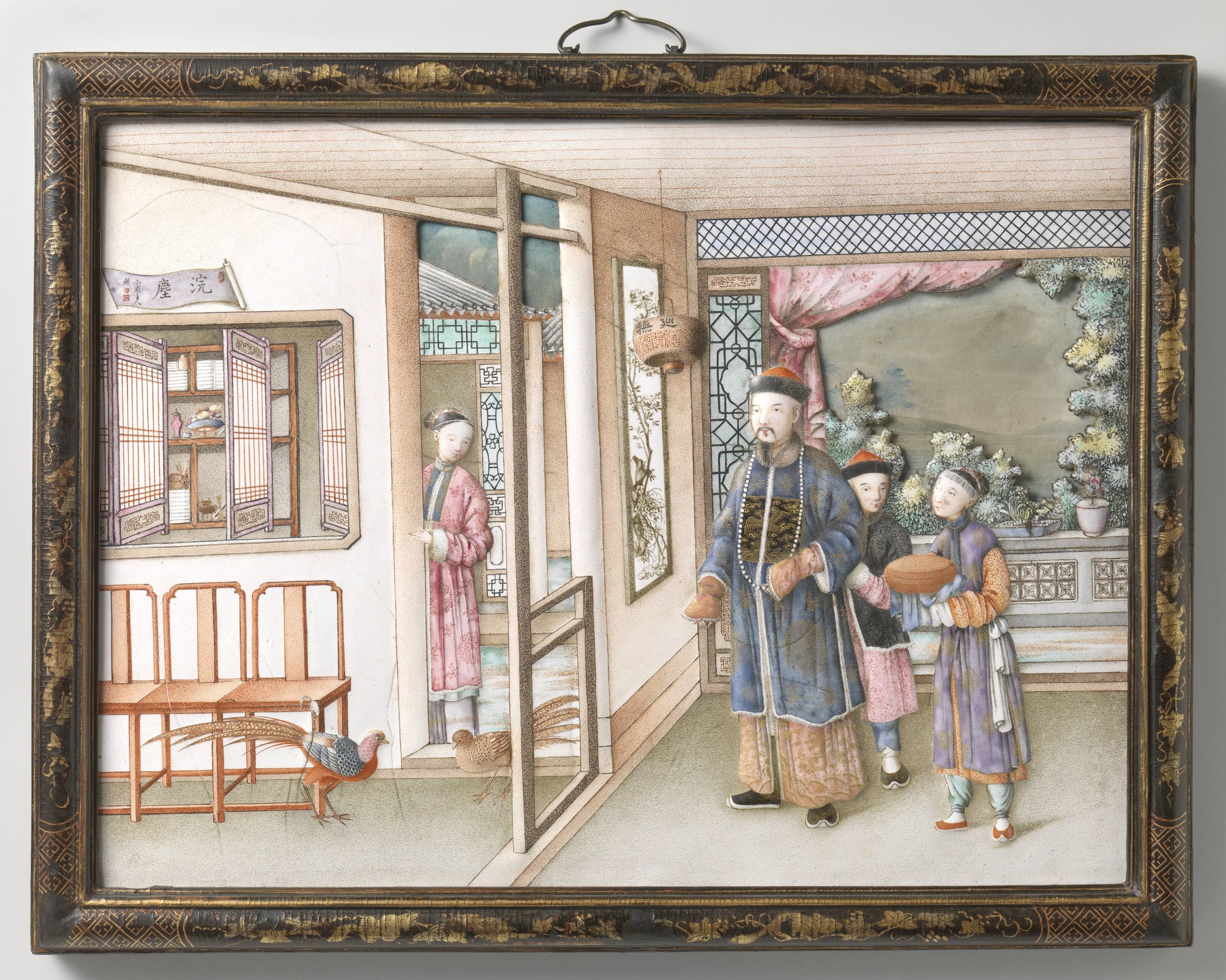 Plaque depicting a mandarin’s visit – anonymous Vintage Art Print | Wall Art Poster