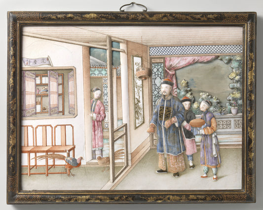 Plaque depicting a mandarin’s visit – anonymous Vintage Art Print | Wall Art Poster
