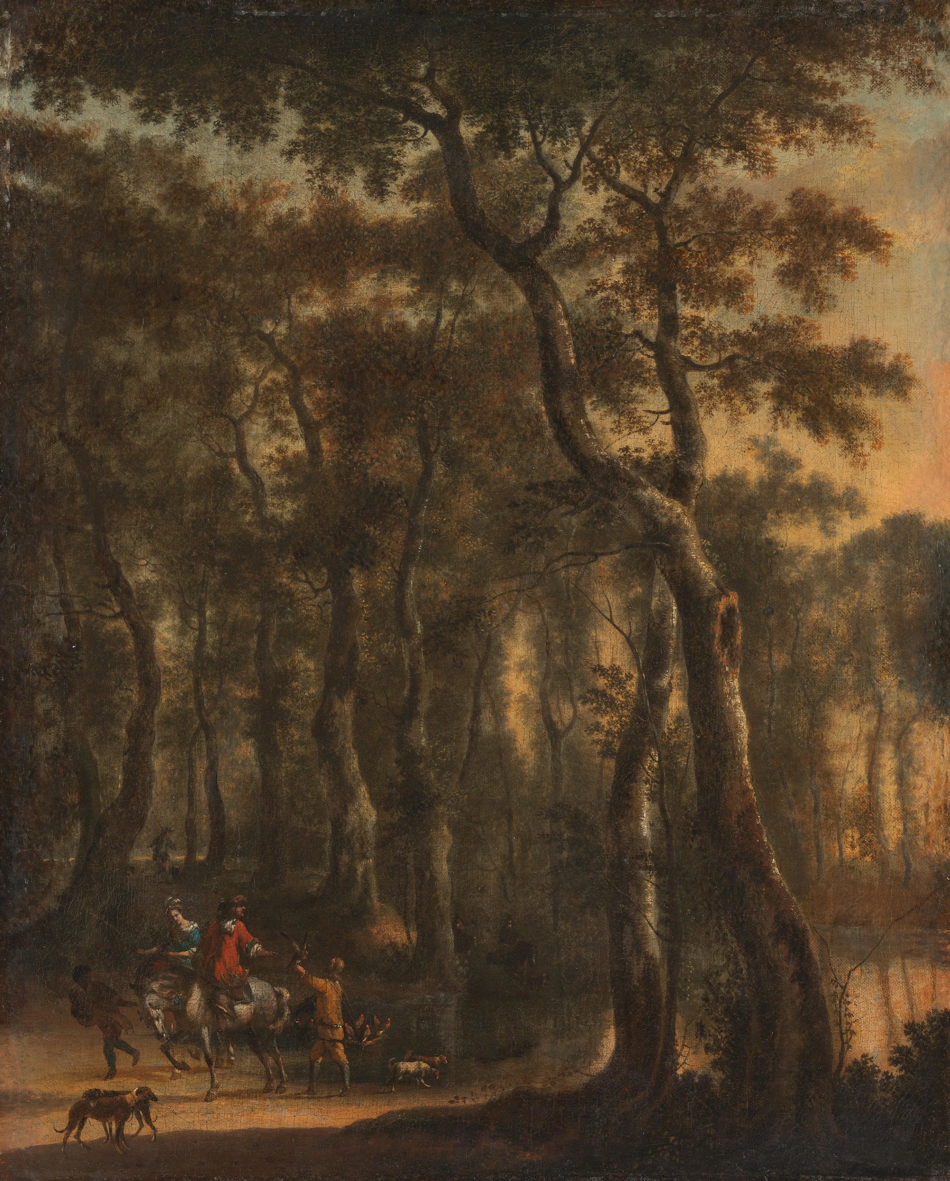 Hunters in the Woods – Jan Hackaert Vintage Landscape Art Print | Wall Art Poster