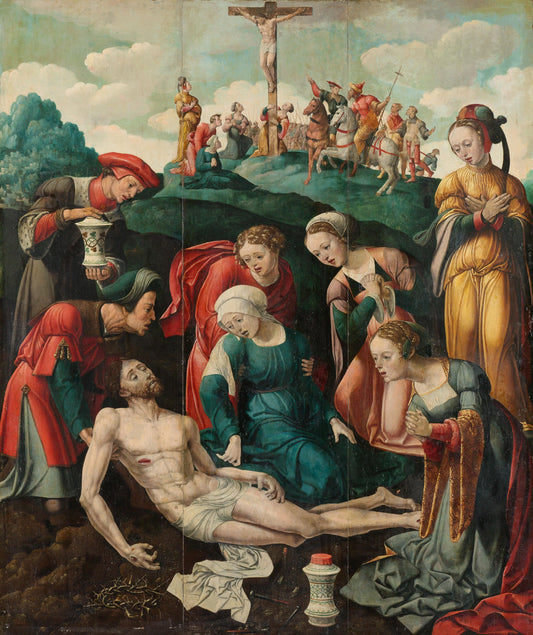 The Lamentation of Christ – attributed to Cornelis Cornelisz II Buys Vintage Art Print | Wall Art Poster