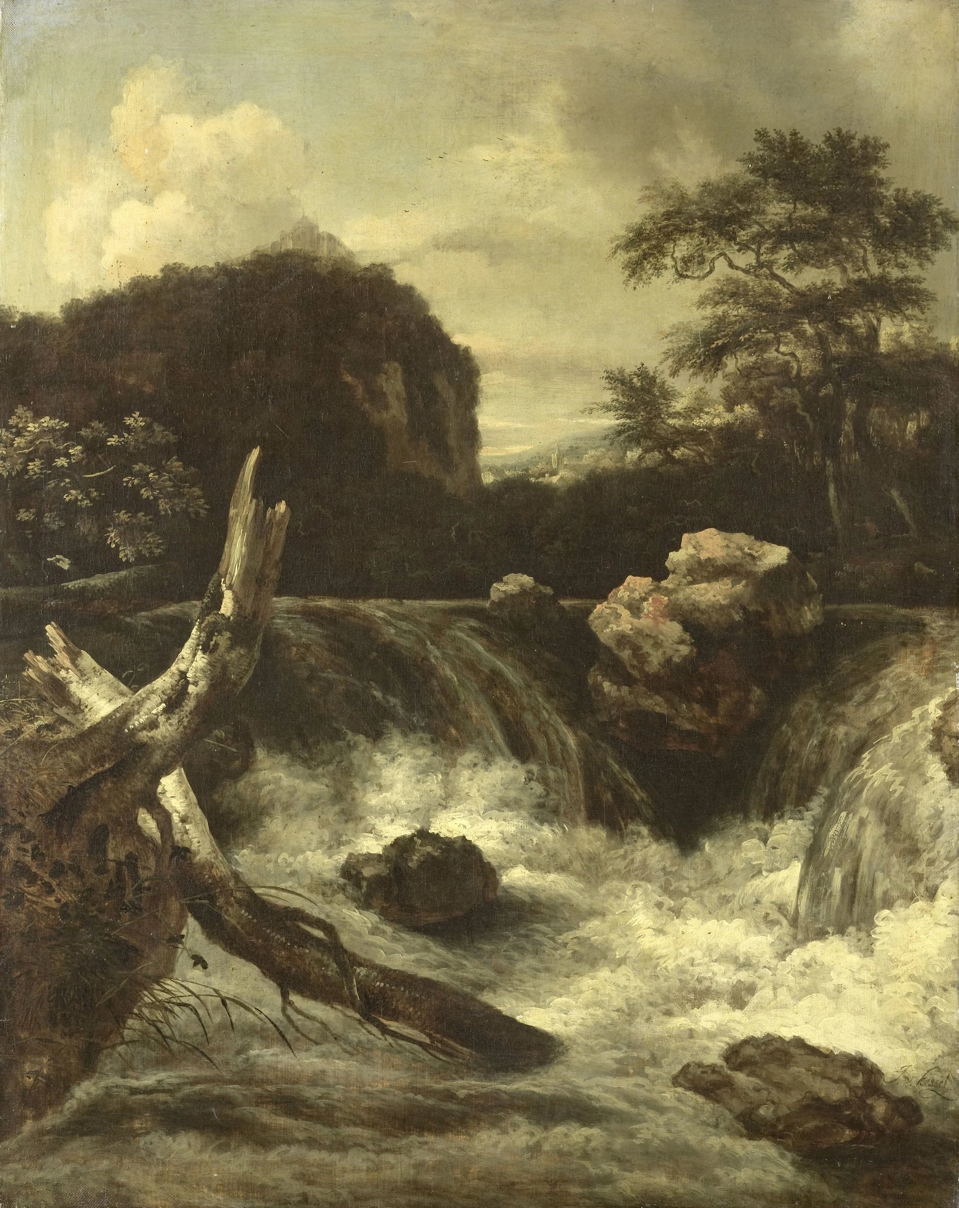 A Waterfall – Jan van Kessel (1641-1680) Vintage Landscape Art Print | Wall Art Poster