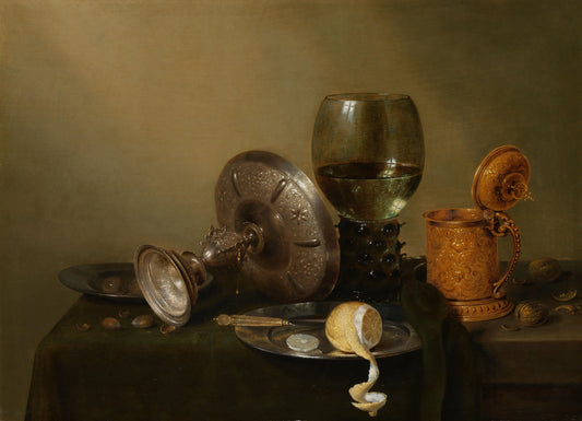 Still life with a Gilded Beer Tankard – Willem Claesz. Heda (eigenhandig gesigneerd) Vintage Still Life Art Print | Wall Art Poster