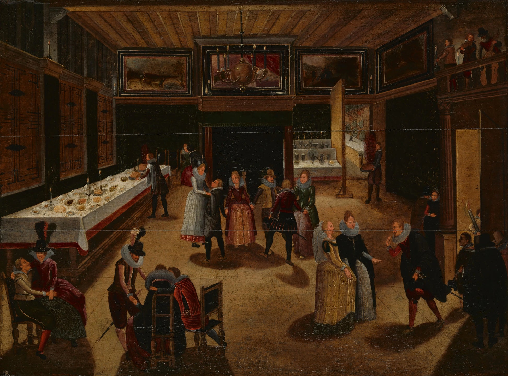 Evening Party – manier van Louis de Caullery Vintage Art Print | Wall Art Poster