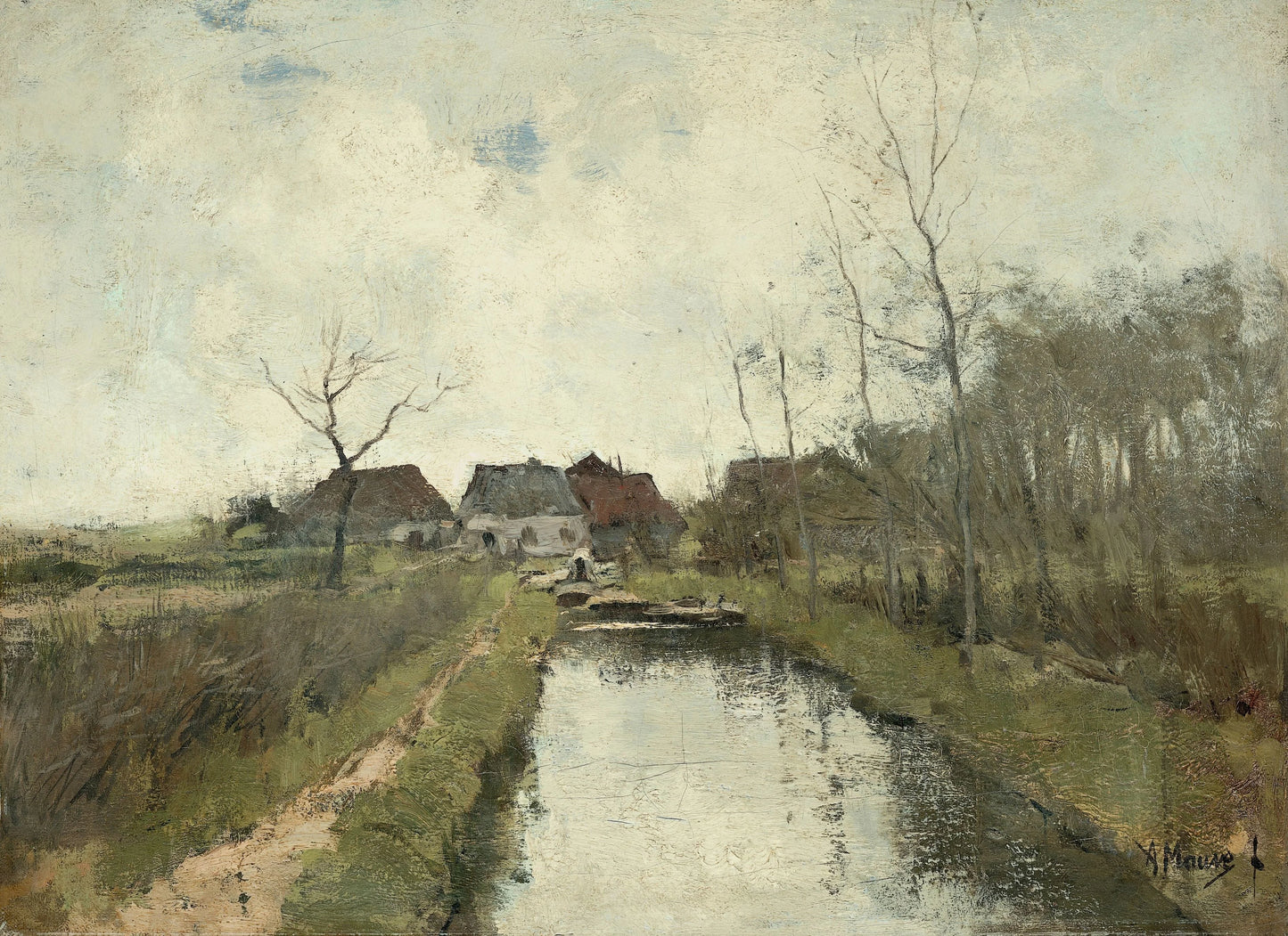 Huisje aan een sloot – Anton Mauve Vintage Landscape Art Print | Wall Art Poster