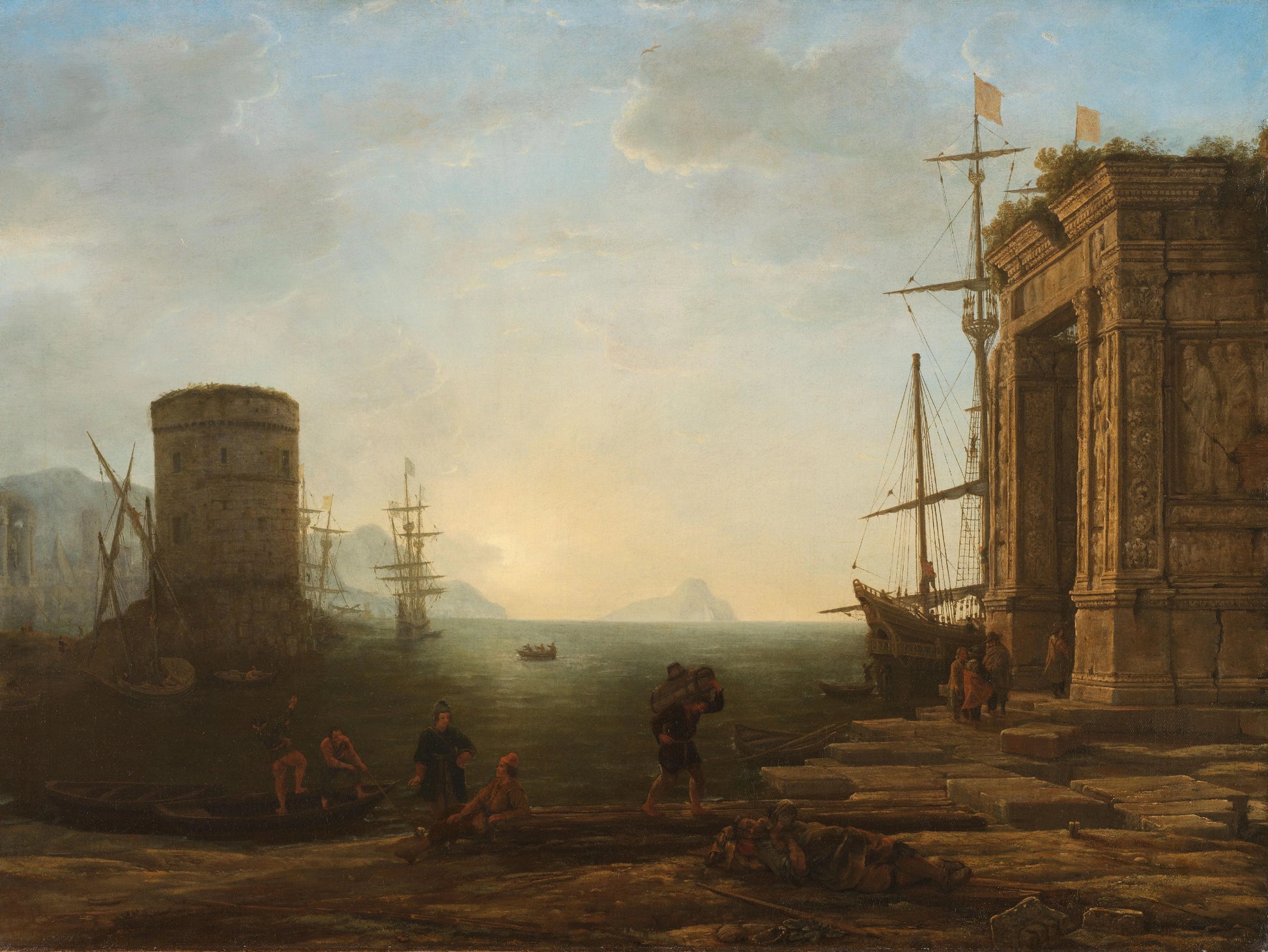 Harbour at Sunrise – Claude Lorrain Vintage Landscape Art Print | Wall Art Poster