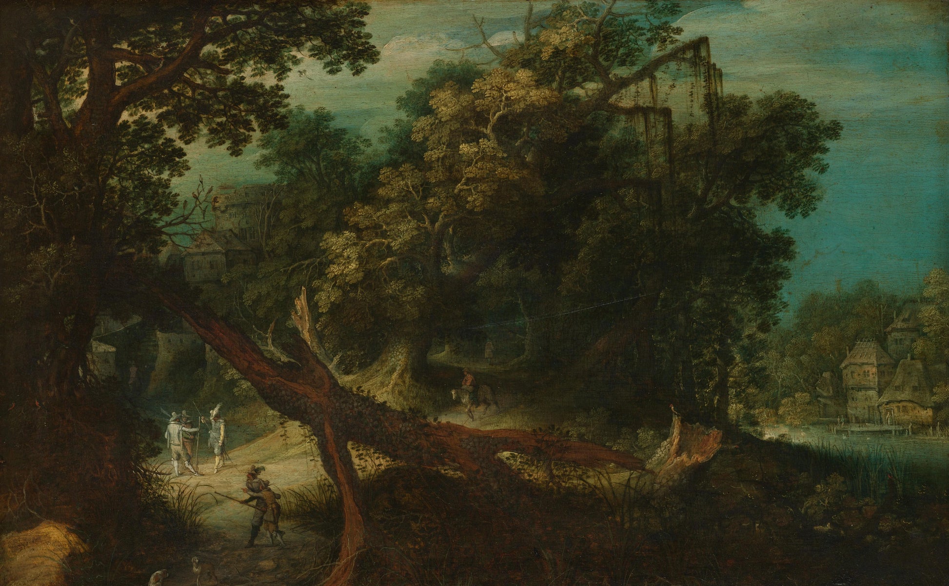 Shooters in a Forest Glade – Adriaen van Stalbemt Vintage Landscape Art Print | Wall Art Poster