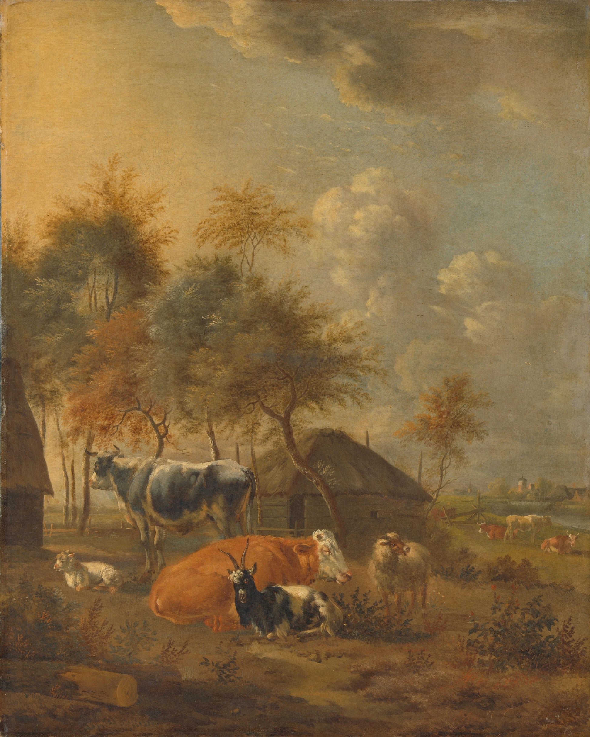 Landscape with Animals – Monogrammist IL (schilder) Vintage Landscape Art Print | Wall Art Poster