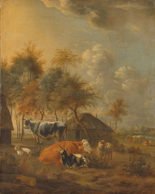 Landscape with Animals – Monogrammist IL (schilder) Vintage Landscape Art Print | Wall Art Poster