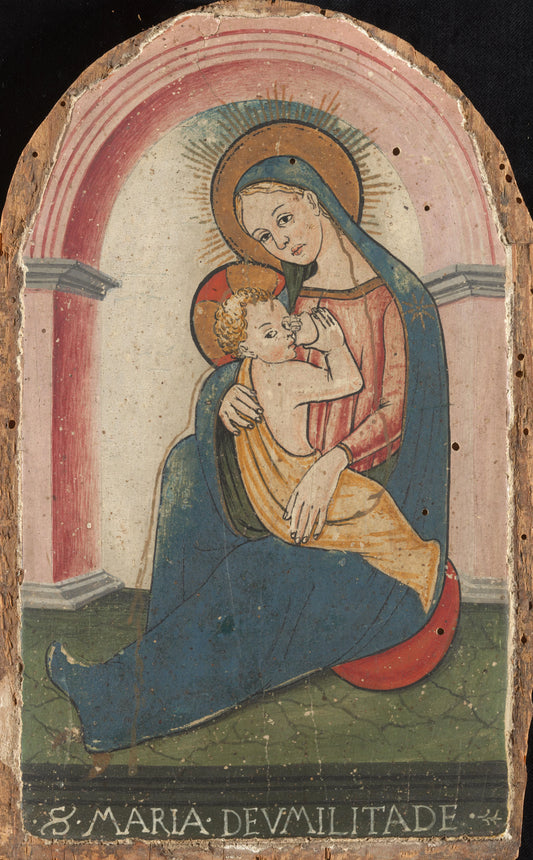 Madonna of Humility – toegeschreven aan Niccolò di Mariano, vervalsing naar anoniem [verworpen toeschrijving] Vintage Art Print | Wall Art Poster