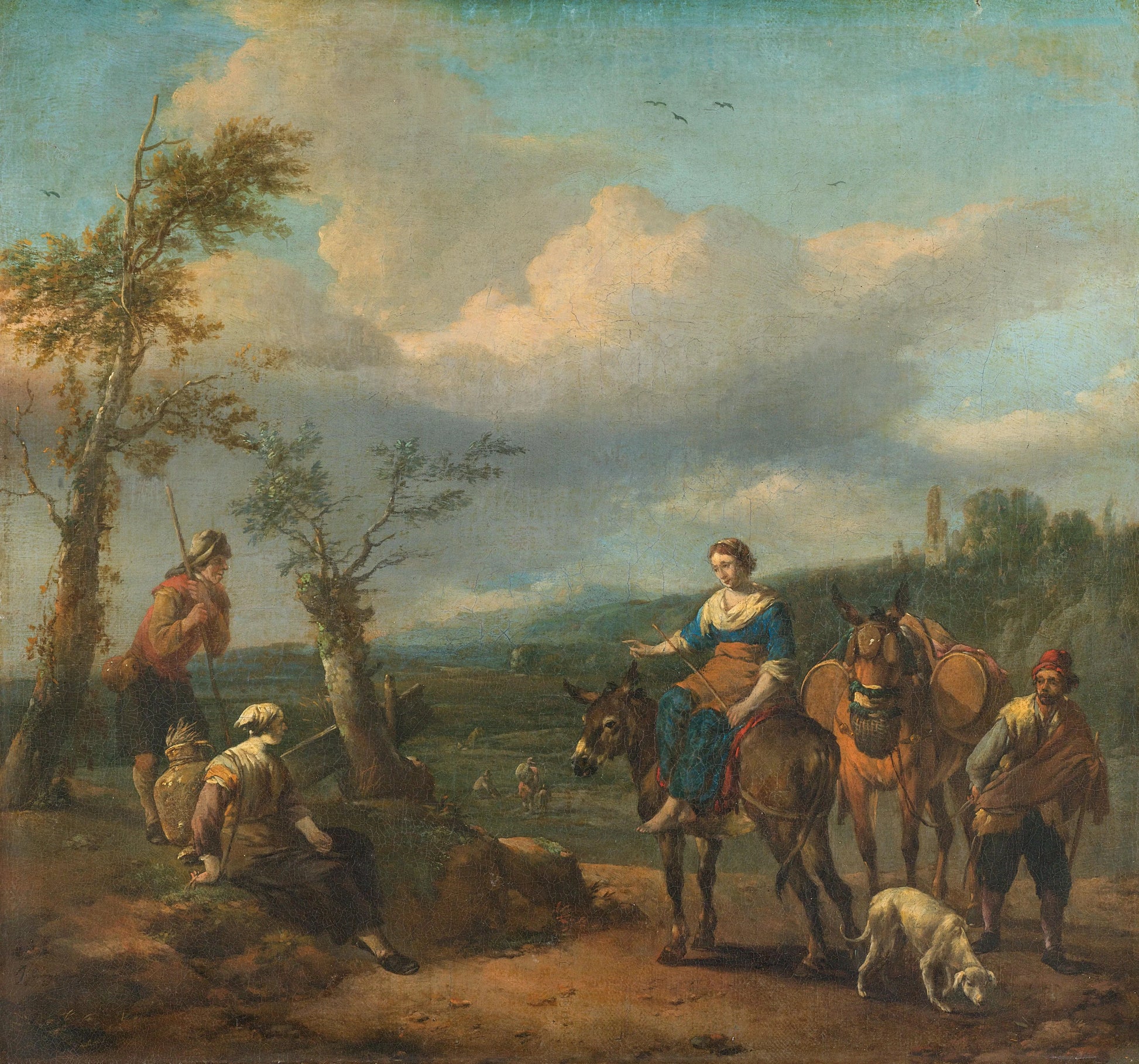 Italian Landscape with Figures – Johannes Lingelbach (mentioned on object) Vintage Landscape Art Print | Wall Art Poster