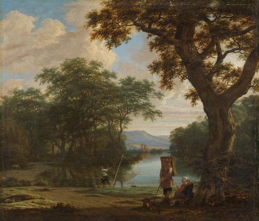 Landscape with Fisherman with a square Net – Joris van der Haagen Vintage Landscape Art Print | Wall Art Poster