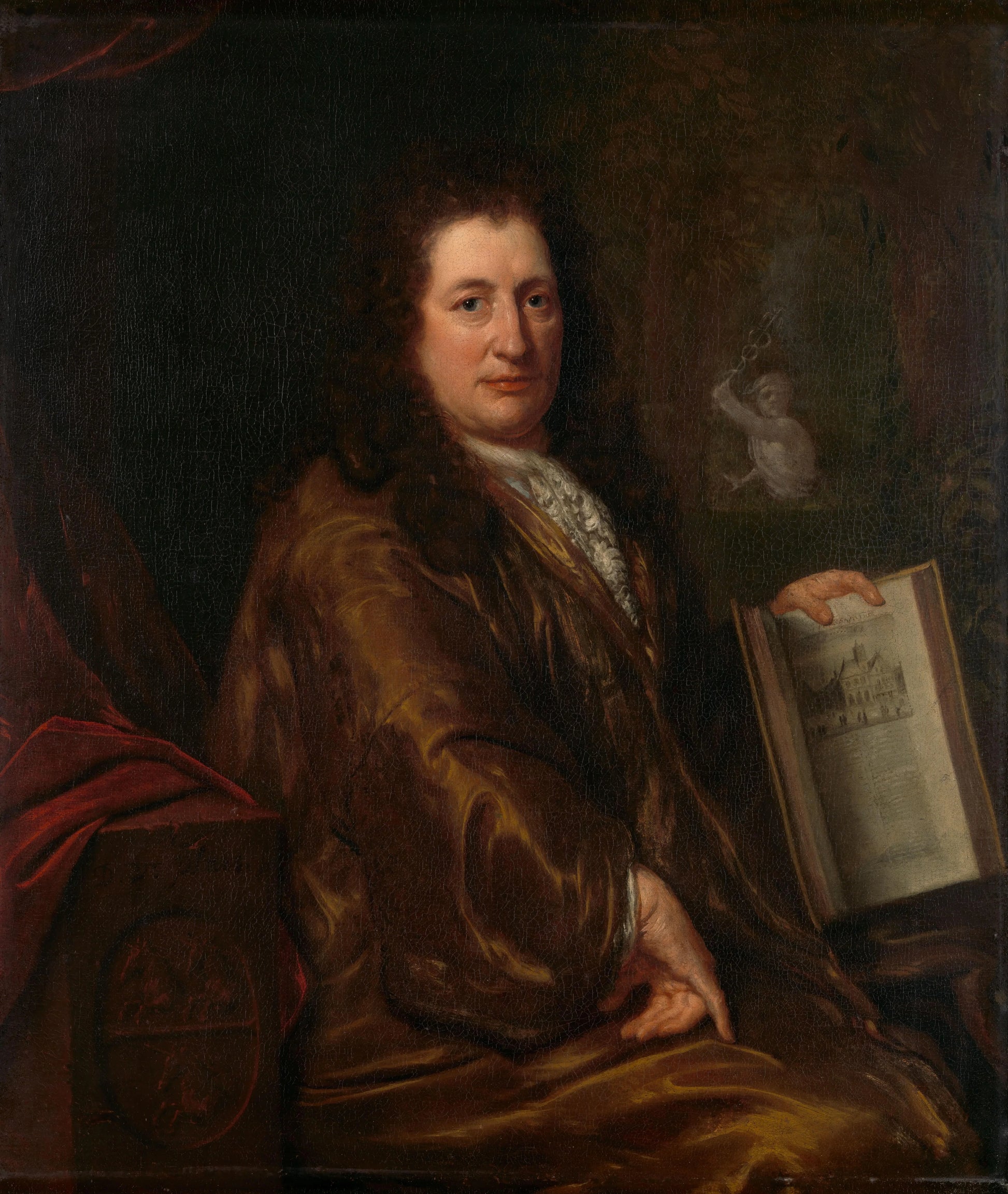 Portrait of Caspar Commelin, bookseller, newspaper publisher and author of the official history of Amsterdam 'Beschrijvinghe van Amsterdam'of 1693 – David van der Plas Vintage Portrait Art Print | Wall Art Poster