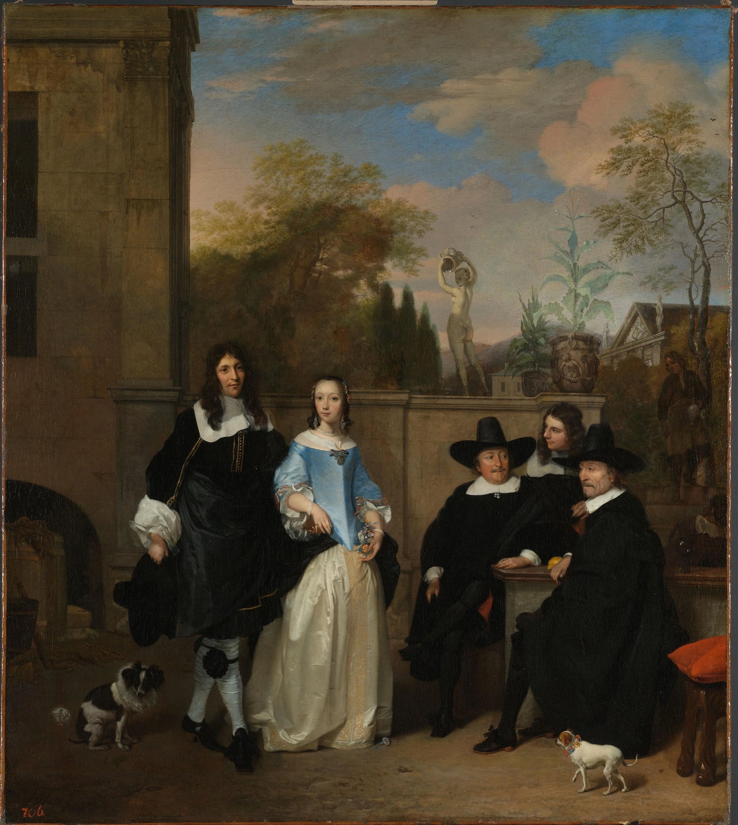 Company in a Garden – Barend Graat (mentioned on object) Vintage Portrait Art Print | Wall Art Poster
