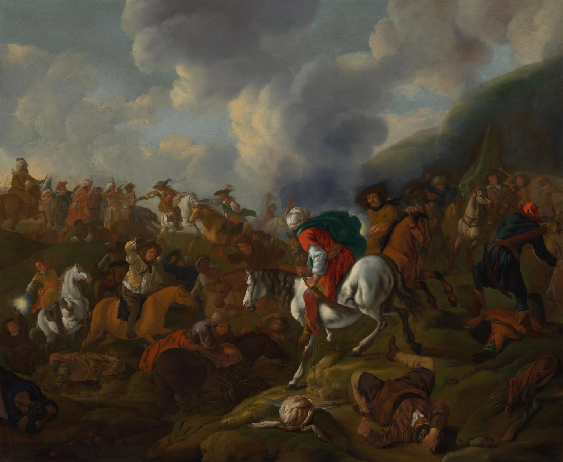 A Cavalry Encounter between Turkish Troops and the Troops of the Austrian Emperor – Jacques Muller Vintage Art Print | Wall Art Poster
