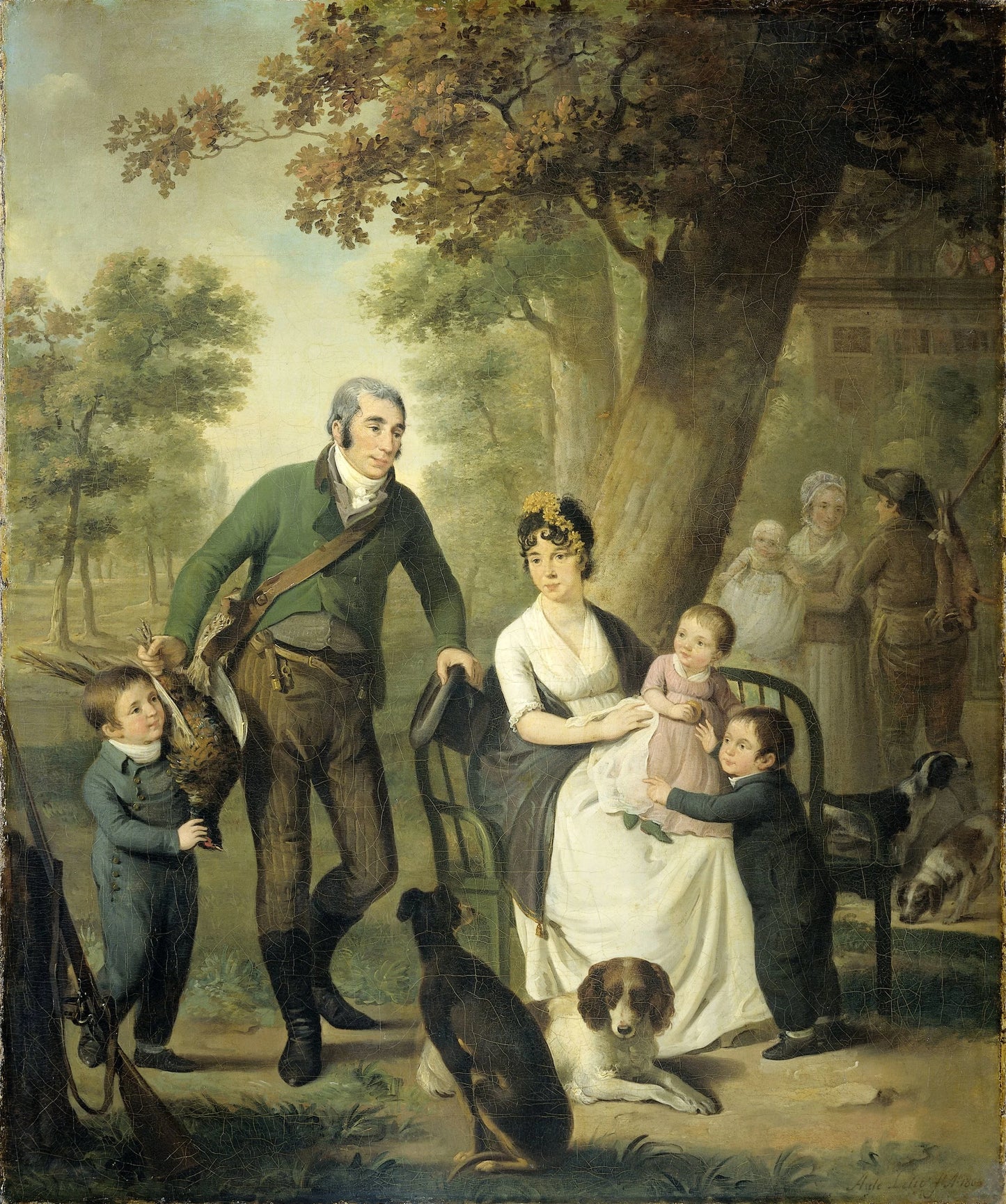 Jonkheer Gysbert Carel Rutger Reinier van Brienen van Ramerus(1771-1821), with his Wife and four of their Children – Adriaan de Lelie Vintage Art Print | Wall Art Poster