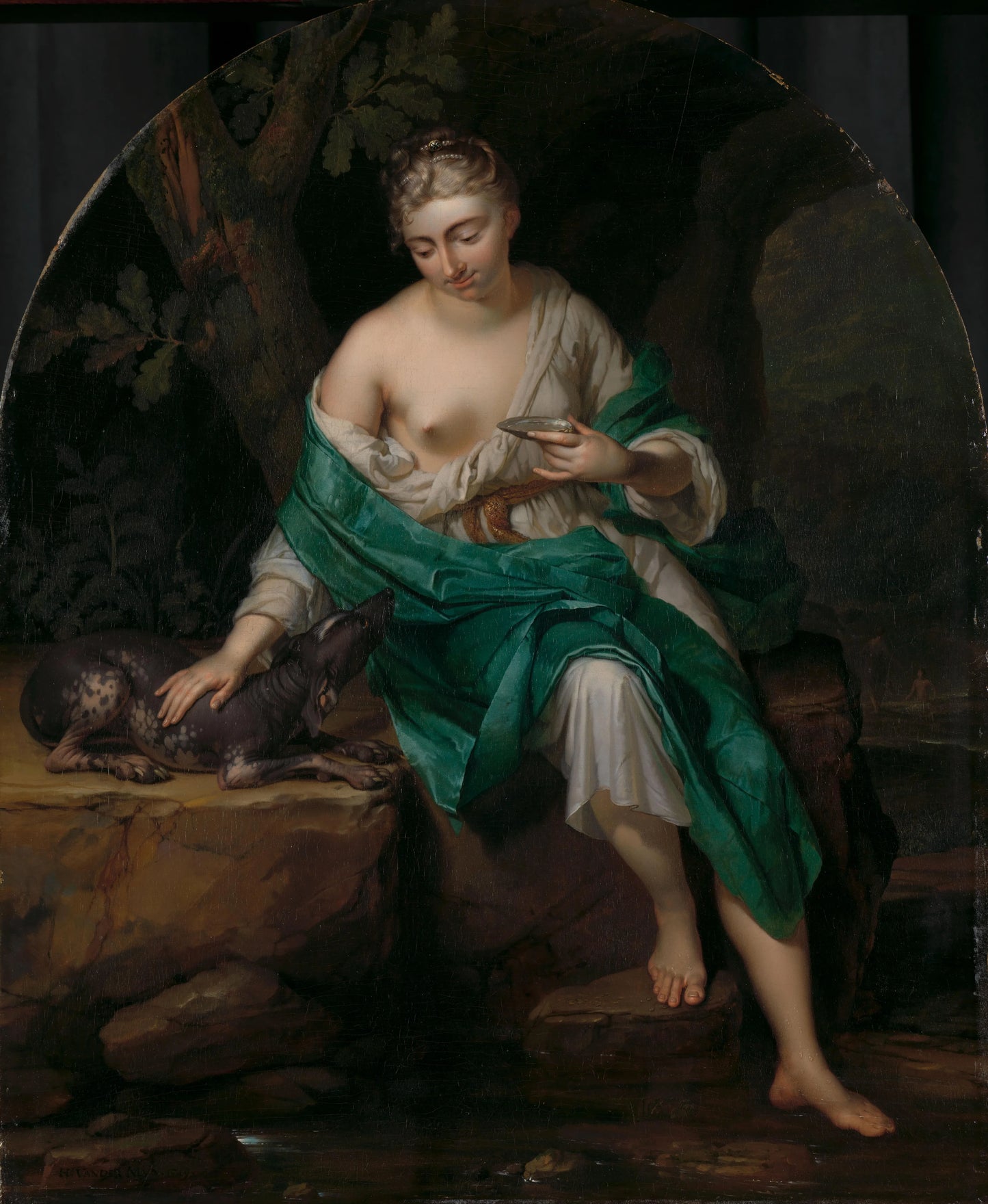 Allegorical Figure of a Woman with a Dog – Herman van der Mijn Vintage Portrait Art Print | Wall Art Poster