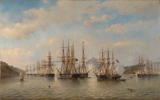 Dutch, English, French and American Squadrons in Japanese Waters during the Expedition led by the French Commander Constant Jaurès, September 1864 – jonkheer Jacob Eduard van Heemskerck van Beest Vintage Marine Scene Art Print | Wall Art Poster