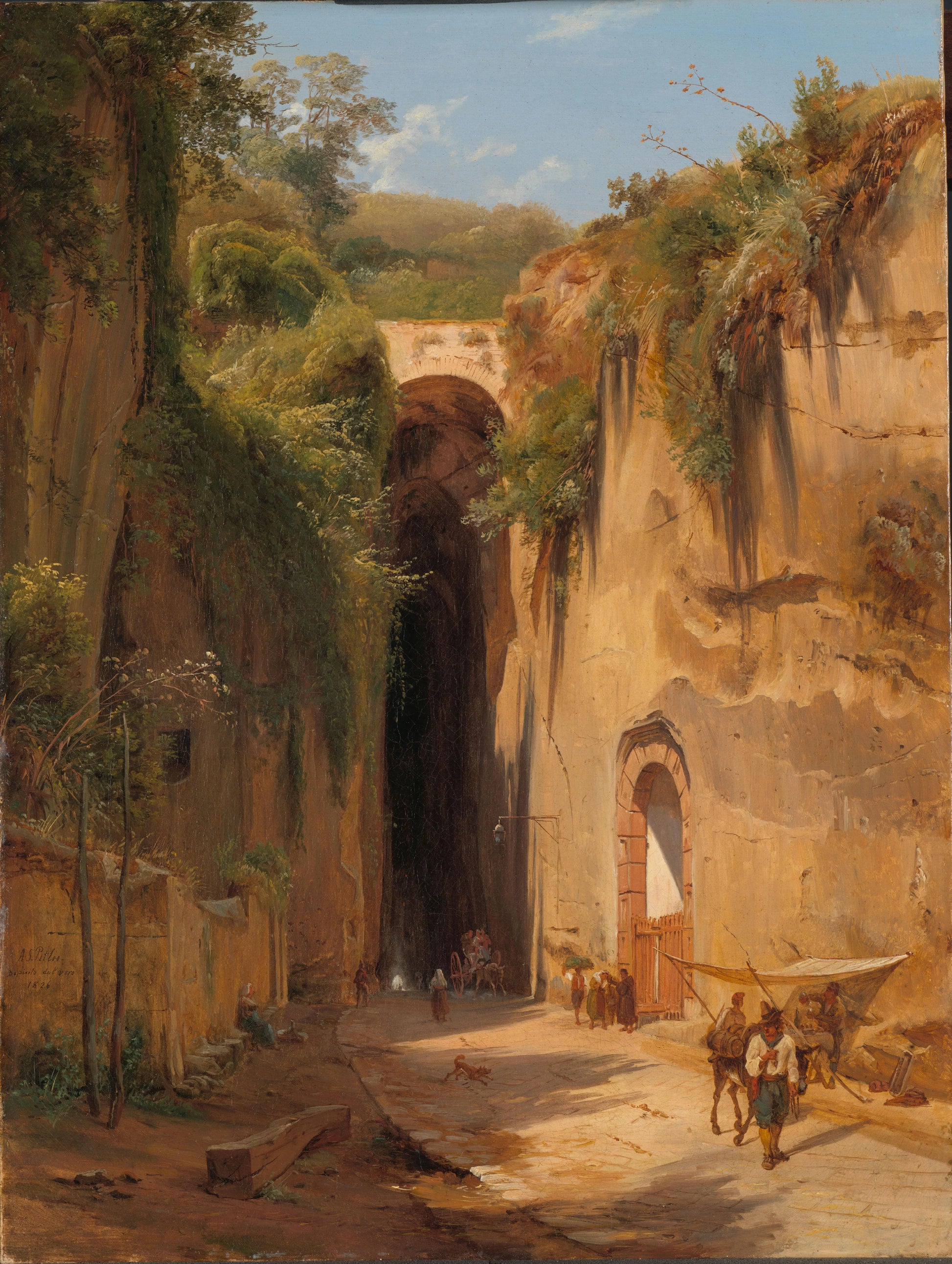 The Grotto of Posillipo at Naples – Antonie Sminck Pitloo Vintage Art Print | Wall Art Poster
