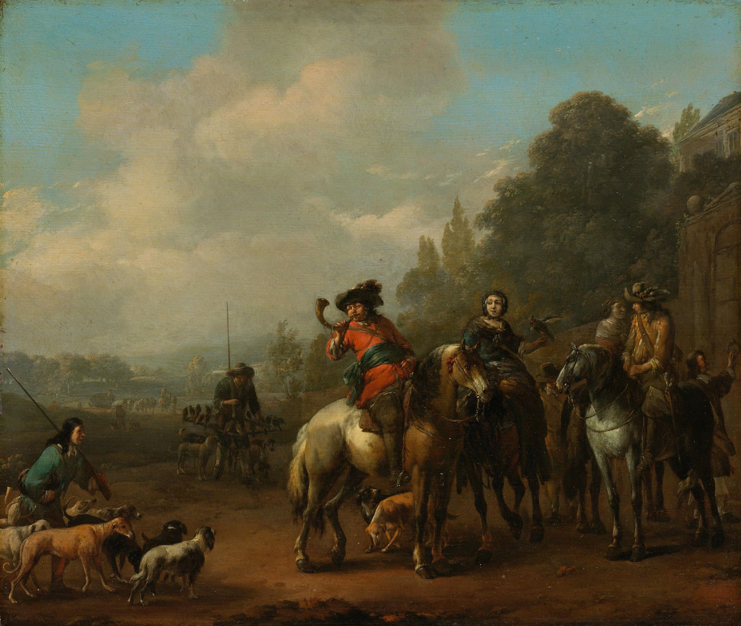 The Return from the Hunt – Johannes Lingelbach Vintage Landscape Art Print | Wall Art Poster