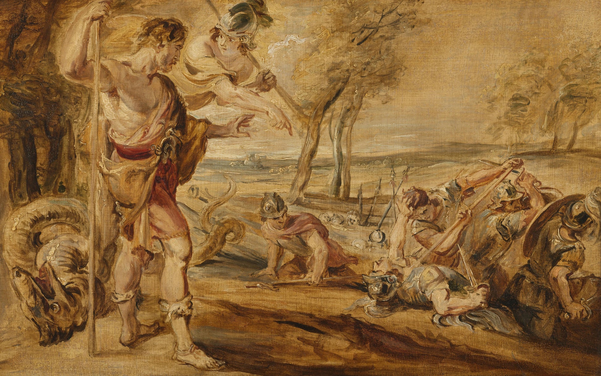 Cadmus, Guided by Minerva, Observes the Spartoi Fighting – naar Peter Paul Rubens Vintage Art Print | Wall Art Poster