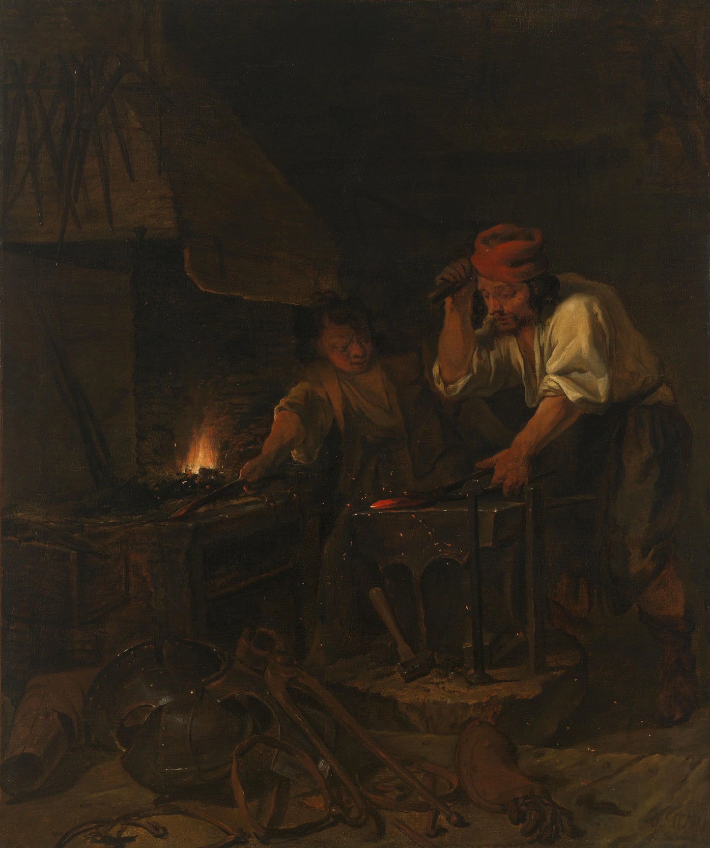The Weaponsmith – Gabriël Metsu (vermeld op object) Vintage Art Print | Wall Art Poster
