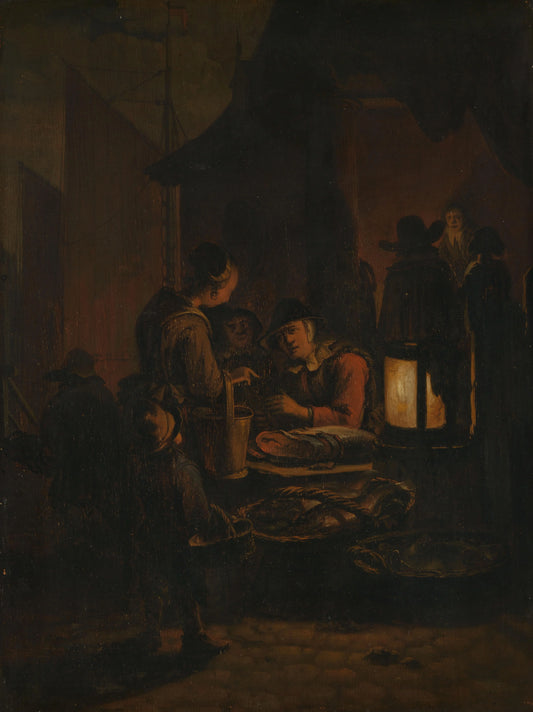 Fish market at night – Egbert Lievensz. van der Poel Vintage Still Life Art Print | Wall Art Poster