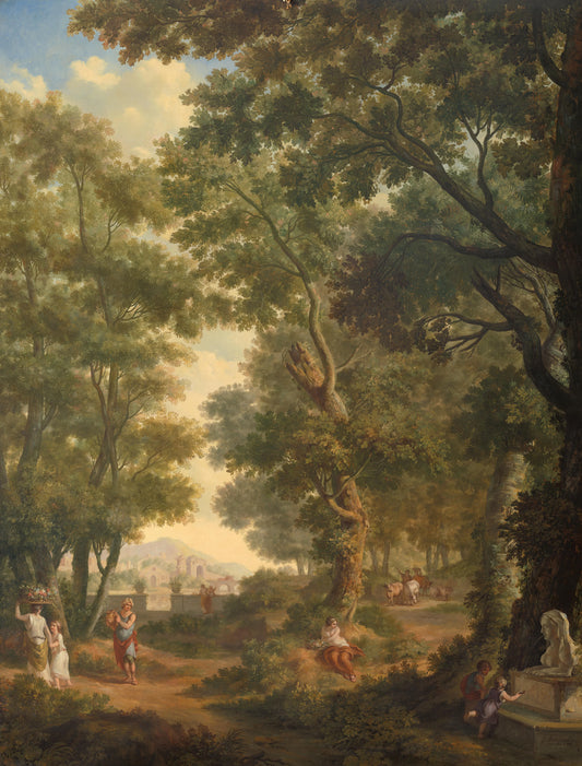Arcadian Landscape, one of a series of ten murals in the garden room of the main floor of the Amsterdam house Herengracht 524 – Jurriaan Andriessen Vintage Landscape Art Print | Wall Art Poster