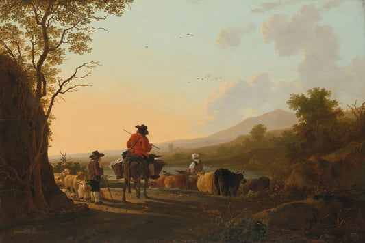 Landscape with Cattle Driver and Shepherd – Jacob van Strij Vintage Landscape Art Print | Wall Art Poster