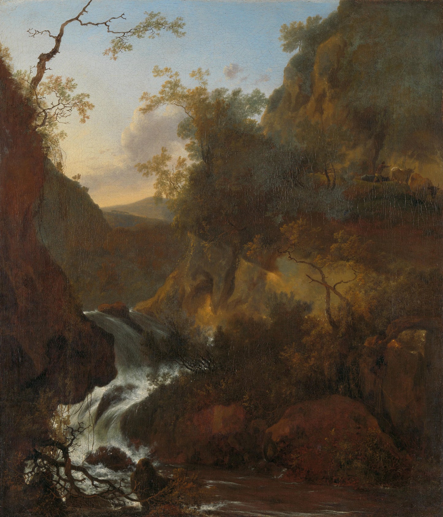 A waterfall – Adam Pijnacker Vintage Landscape Art Print | Wall Art Poster