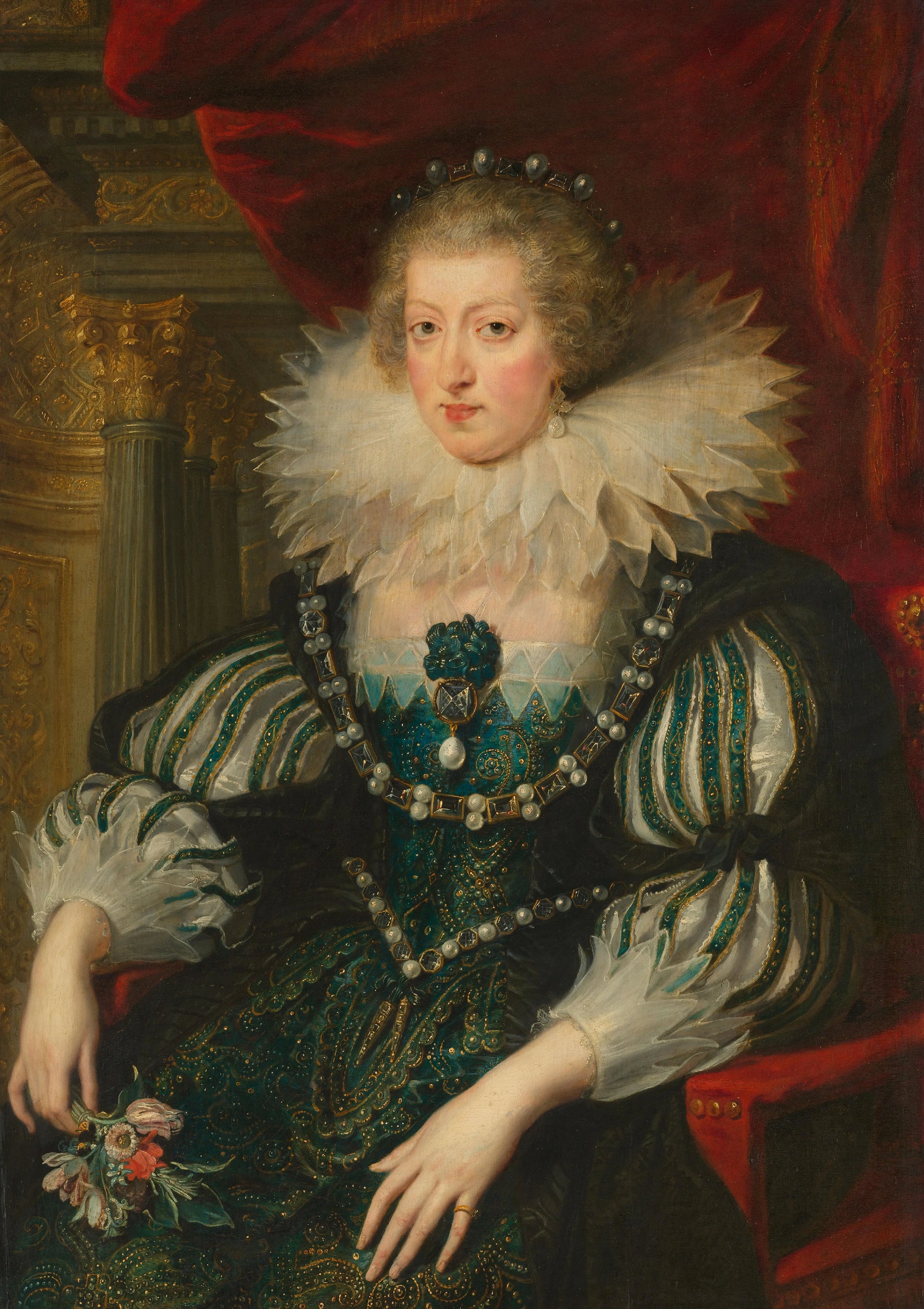 Portrait of Anne of Austria (1601-1666), Queen of France – atelier van Peter Paul Rubens Vintage Portrait Art Print | Wall Art Poster