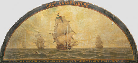 'Our Pioneers': Seventeenth-Century Ships at Sea – jonkheer Jacob Eduard van Heemskerck van Beest Vintage Nautical Scene Art Print | Wall Art Poster