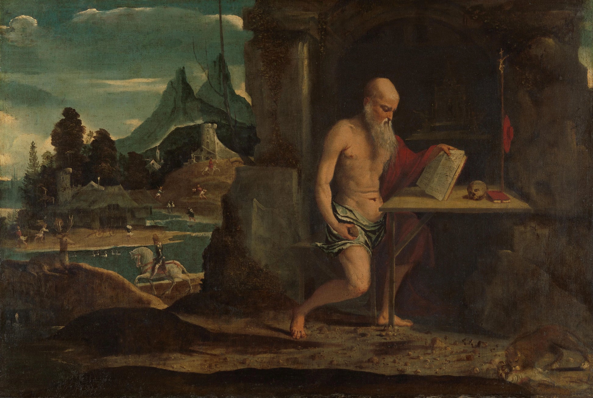 St Jerome – toegeschreven aan Bernardino da Brescia Vintage Art Print | Wall Art Poster