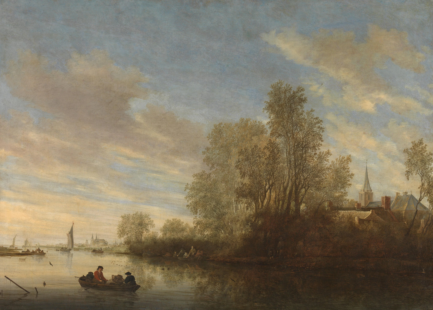 River View near Deventer – Salomon van Ruysdael (signed by artist) Vintage Landscape Art Print | Wall Art Poster