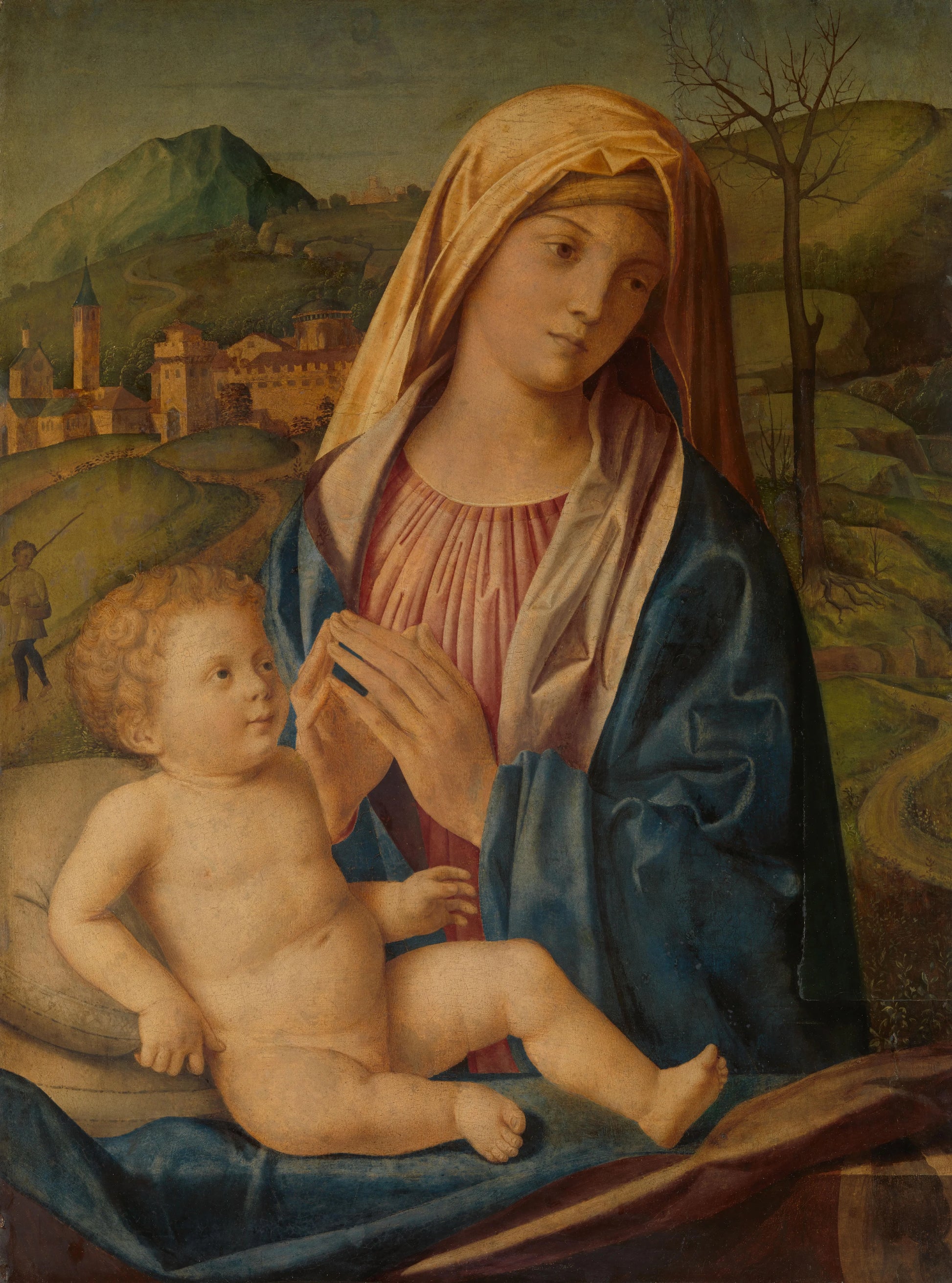 Virgin and Child – toegeschreven aan Nicolò Rondinello Vintage Art Print | Wall Art Poster