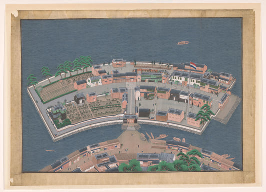 View of Deshima – workshop of Kawahara Keiga Vintage Cityscape Art Print | Wall Art Poster