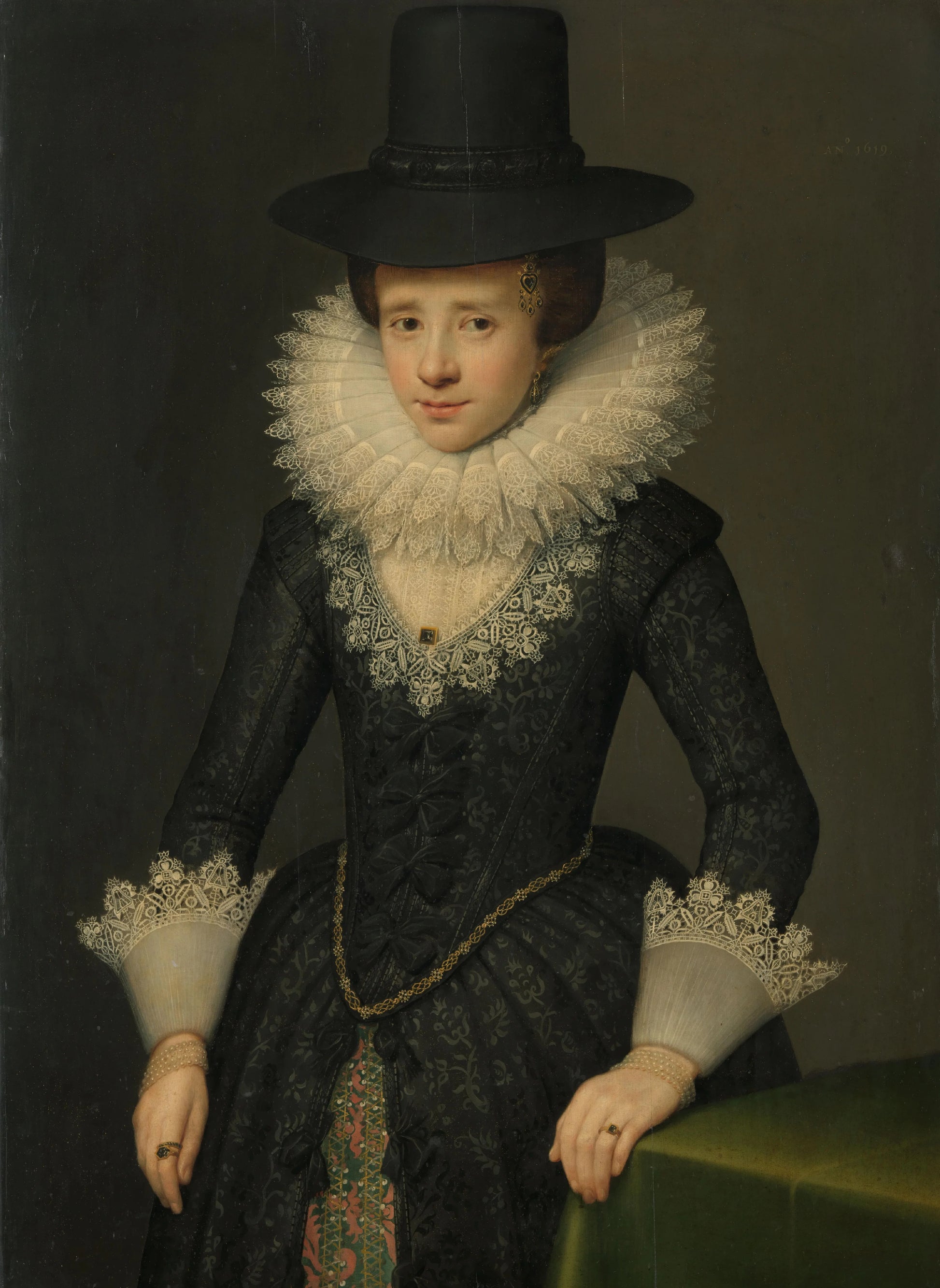 Portrait of Anna Boudaen Courten (1599-1622) – attributed to Salomon Mesdach Vintage Portrait Art Print | Wall Art Poster