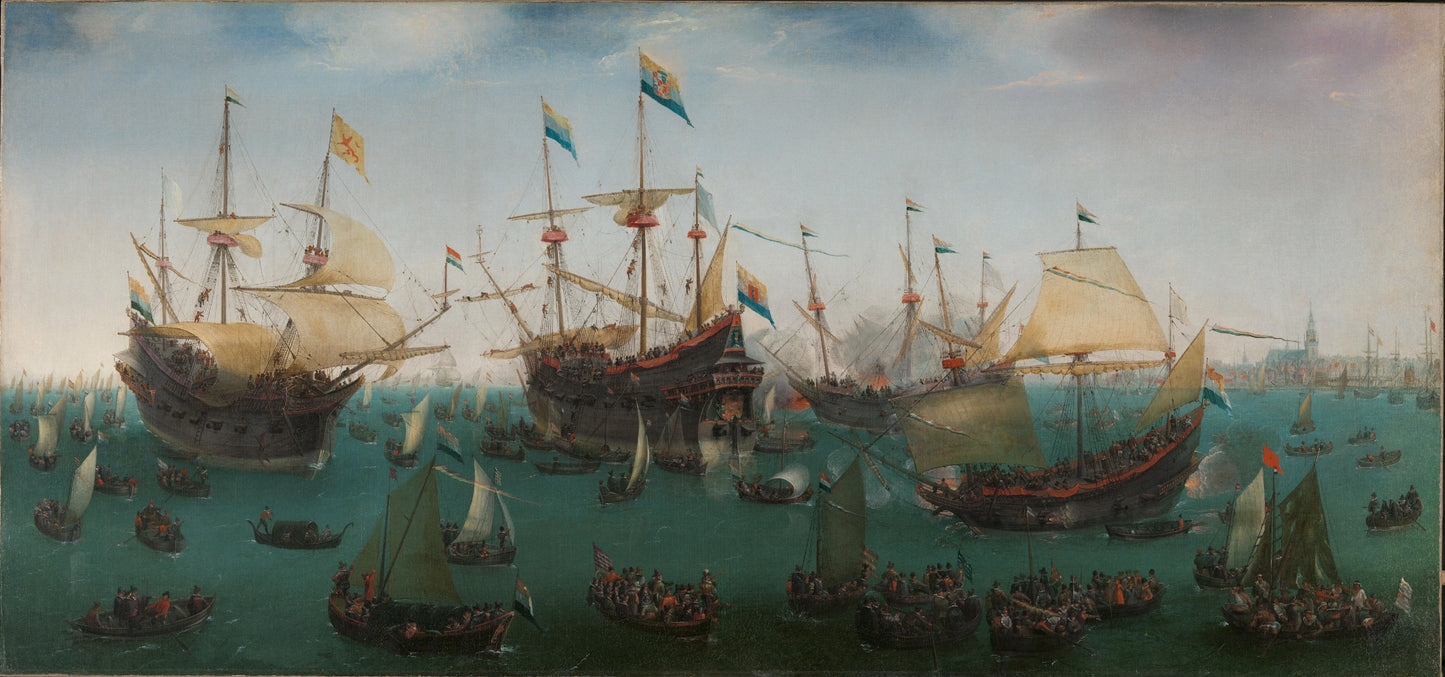 The Return to Amsterdam of the Second Expedition to the East Indies – Hendrick Cornelisz Vroom (signed by artist) Vintage Harbour Scene Art Print | Wall Art Poster