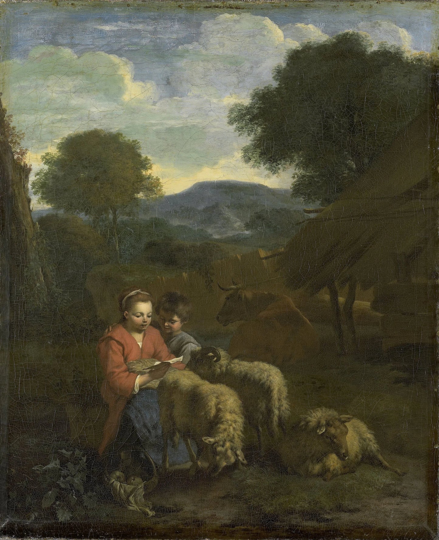 Shepherdess Reading – Simon van der Does Vintage Landscape Art Print | Wall Art Poster