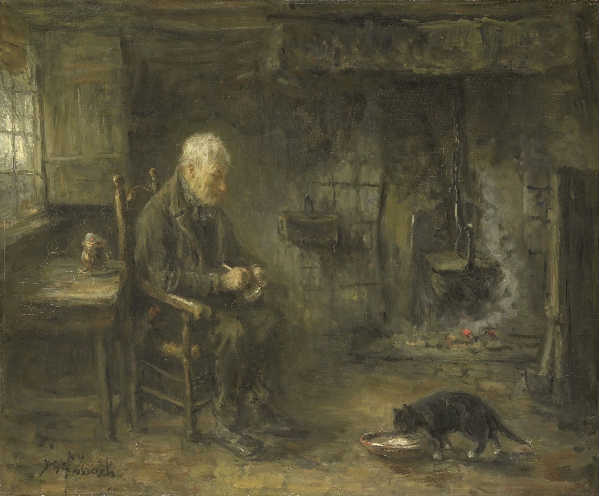 Interior of a Peasant Hut – Jozef Israëls Vintage Animal Study Art Print | Wall Art Poster