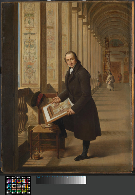 Portrait of Joseph-Charles de Meulemeester in the Loggia of the Vatican – Joseph Ducq (vermeld op object) Vintage Portrait Art Print | Wall Art Poster