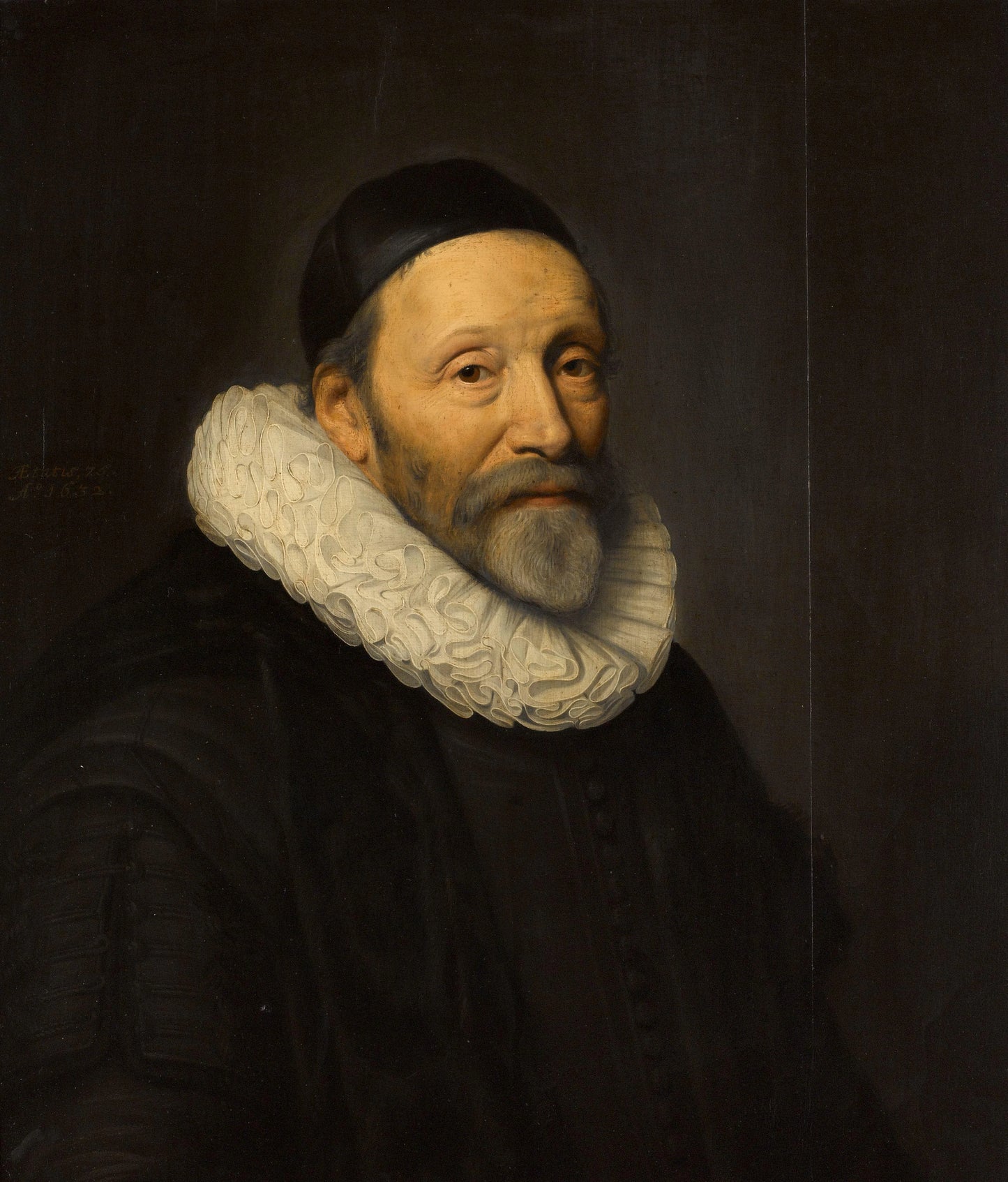 Portrait of Johannes Wtenbogaert (1557-1644) – atelier van Michiel Jansz. van Mierevelt Vintage Portrait Art Print | Wall Art Poster