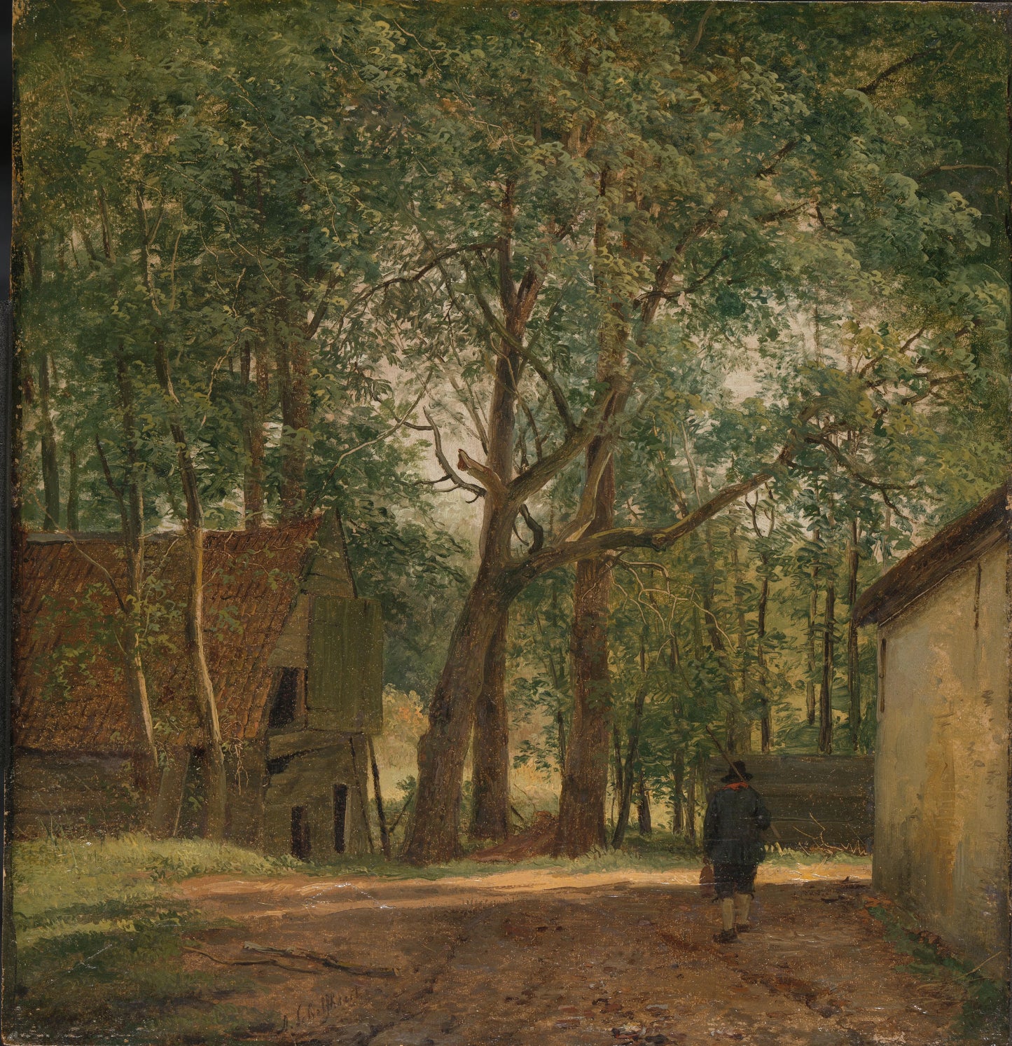 Farmyard – Andreas Schelfhout (eigenhandig gesigneerd) Vintage Art Print | Wall Art Poster