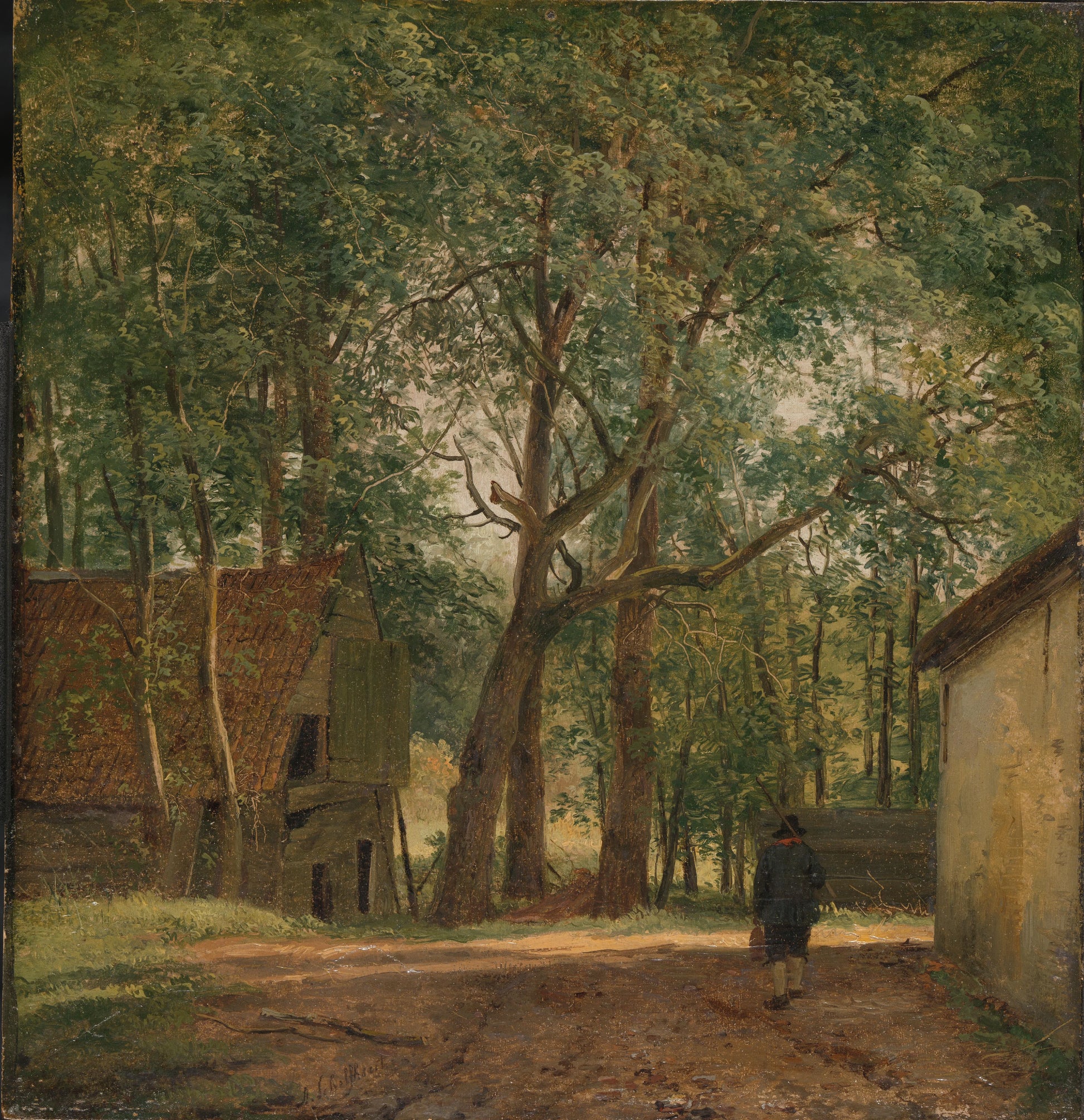 Farmyard – Andreas Schelfhout (eigenhandig gesigneerd) Vintage Art Print | Wall Art Poster
