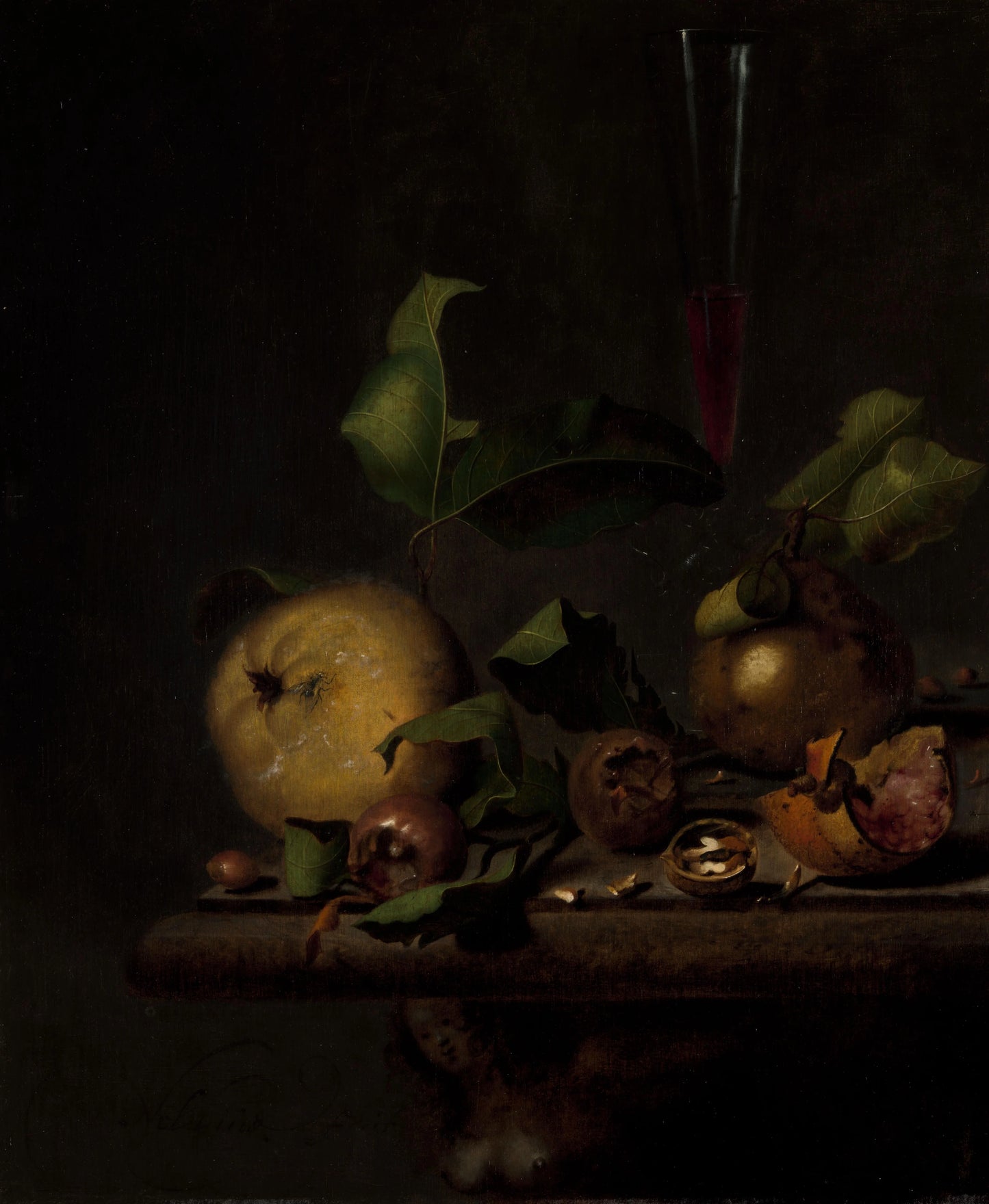 Still Life with Quinces, Medlars and a Glass – Martinus Nellius Vintage Still Life Art Print | Wall Art Poster