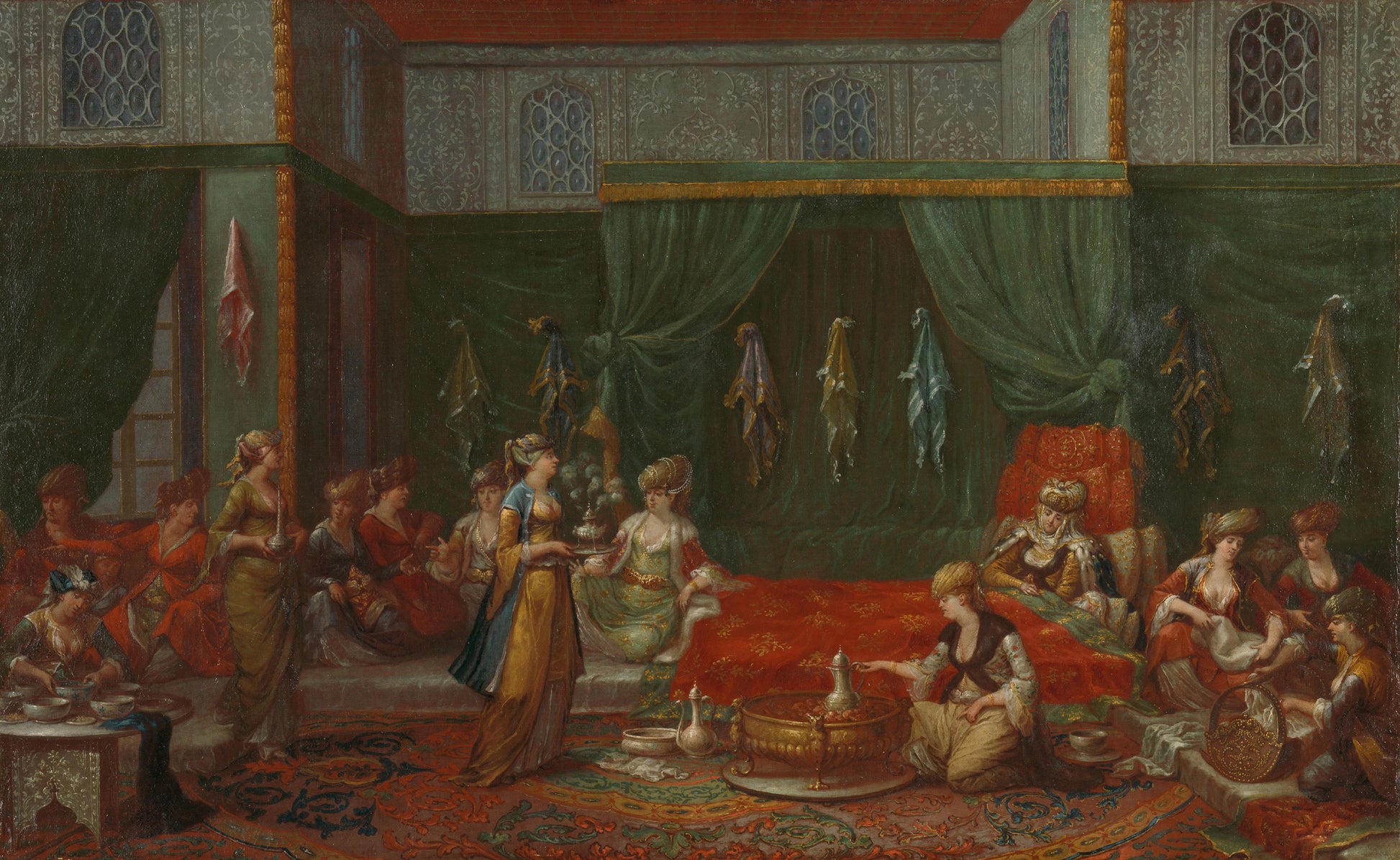 Lying-in Room of a Distinguished Turkish Woman – Jean Baptiste Vanmour Vintage Art Print | Wall Art Poster
