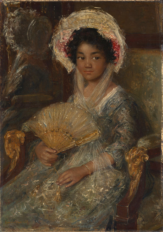 Young Woman with a Fan – Simon Maris Vintage Portrait Art Print | Wall Art Poster