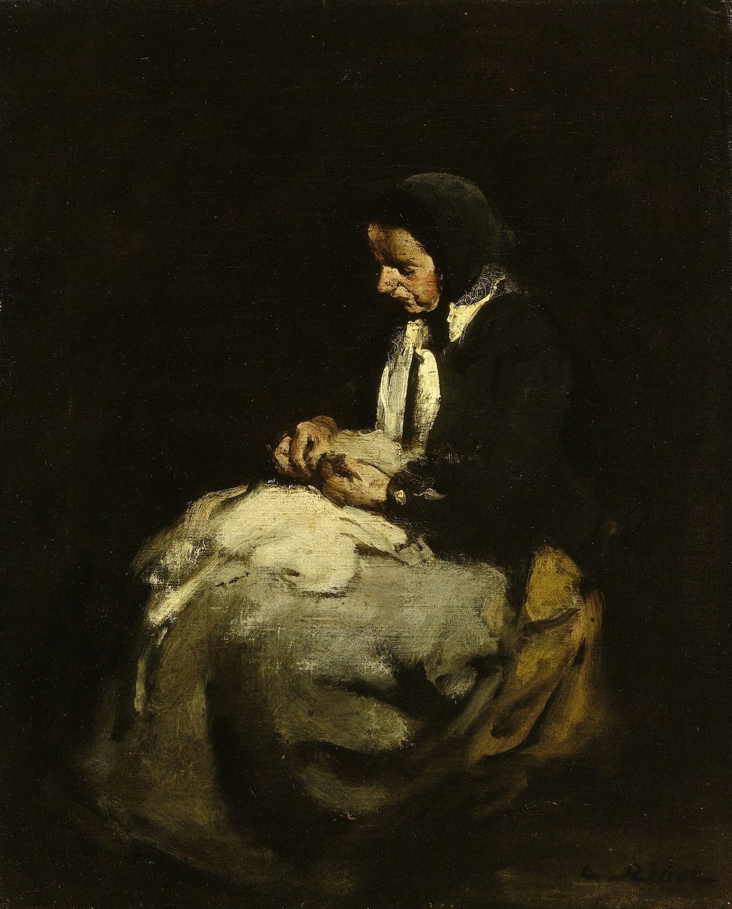 Woman sewing – Théodule Augustin Ribot Vintage Art Print | Wall Art Poster
