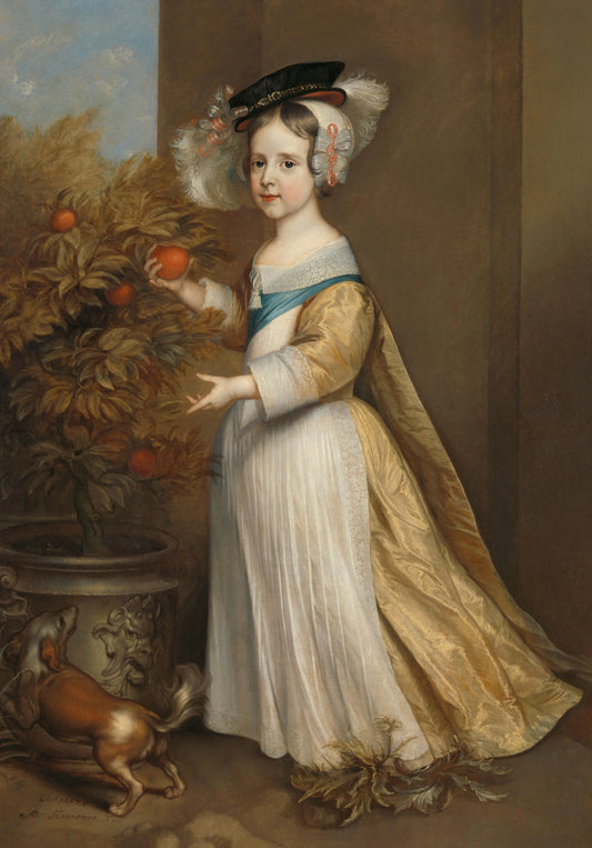 Portrait of Willem III (1650-1702), Prince of Orange, as a Child – Adriaen Hanneman (vermeld op object) Vintage Portrait Art Print | Wall Art Poster